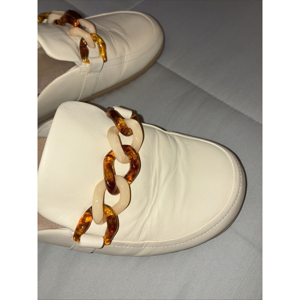 Vionic Mules 10 Georgie Cream Leather Chain Cork Comfort Platform Clog Orthotic - Picture 4 of 13